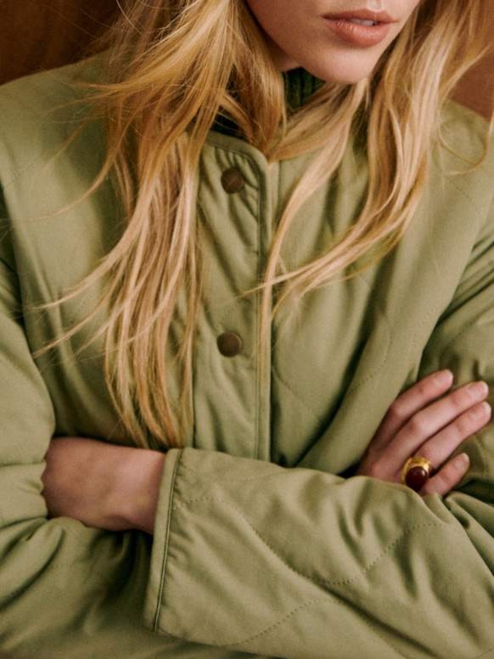 SEZANE Reversible Farel Jacket in Light Olive Green Size 34 Size 2 - Picture 2 of 14